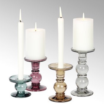 LAM - 18045 - Lambert - Andratx Leuchter - Kerzenhalter Glas, rauchgrau, H18,5 D9,5cm