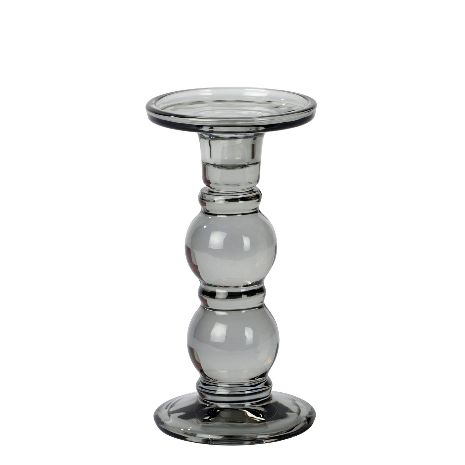 LAM - 18045 - Lambert - Andratx Leuchter - Kerzenhalter Glas, rauchgrau, H18,5 D9,5cm