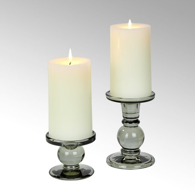 LAM - 18041 - Lambert - Andratx Leuchter - Kerzenhalter Glas, rauchgrau, H7 D9cm