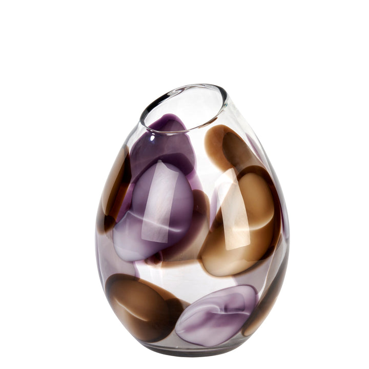 Lambert - Bagodar Vase Glas, violet mit Optik, H30,5cm D23cm - LAM - 17535