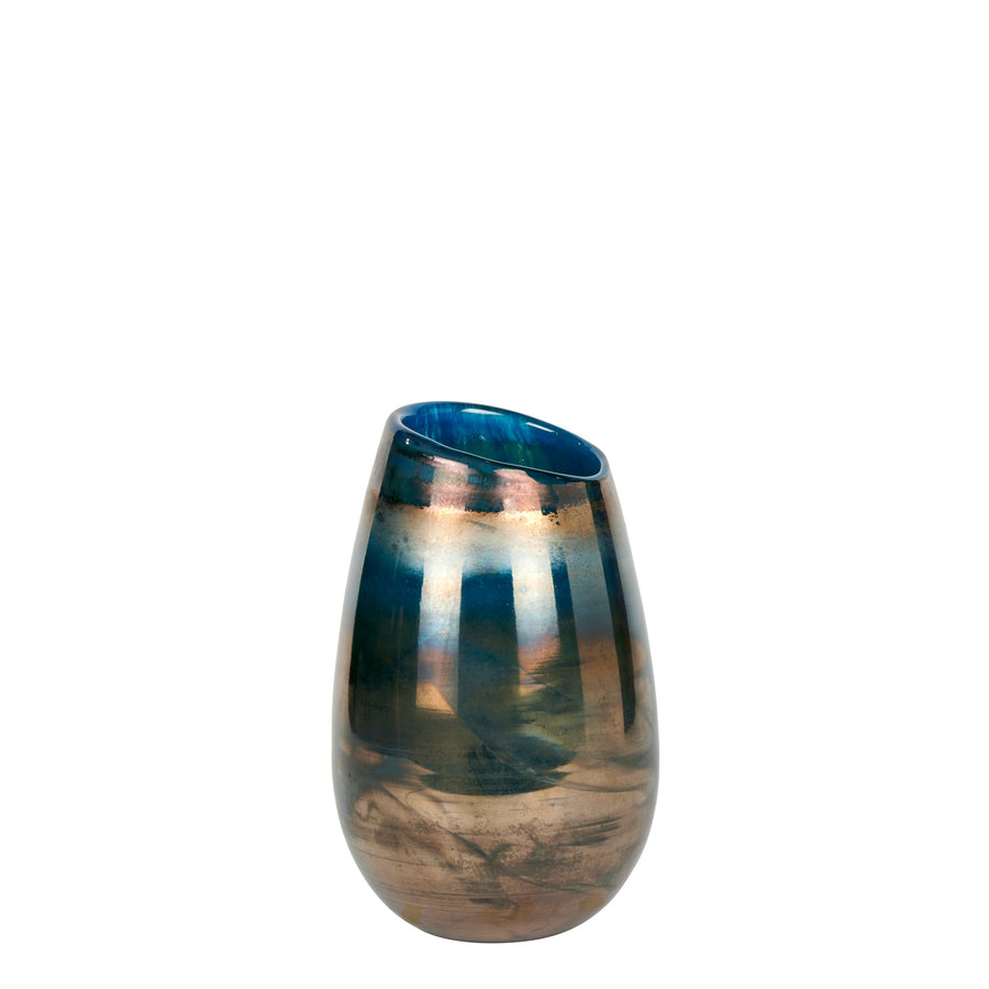 Lambert - Bartolommeo Vase metallic - blau, Glas, H 27,5 cm D 17 cm - kleine Vase - LAM - 17525