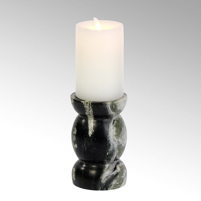 LAM-63268 - Lambert - Berubari Kerzenleuter, Marmor, grau - schwarz, H15cm, D10,5cm, ohne Kerze