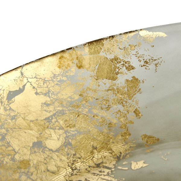 LAM - 46185 - Lambert, Hediye, Glasschale, grau - gold, D32,5 x H2,5cm