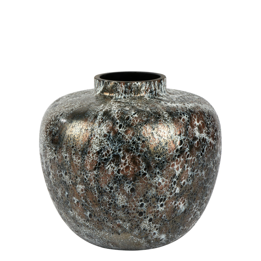 Lambert - Paomo Vase Glas, schwarz - weiß - kupfer Optik, H21 D23cm - LAM - 17528