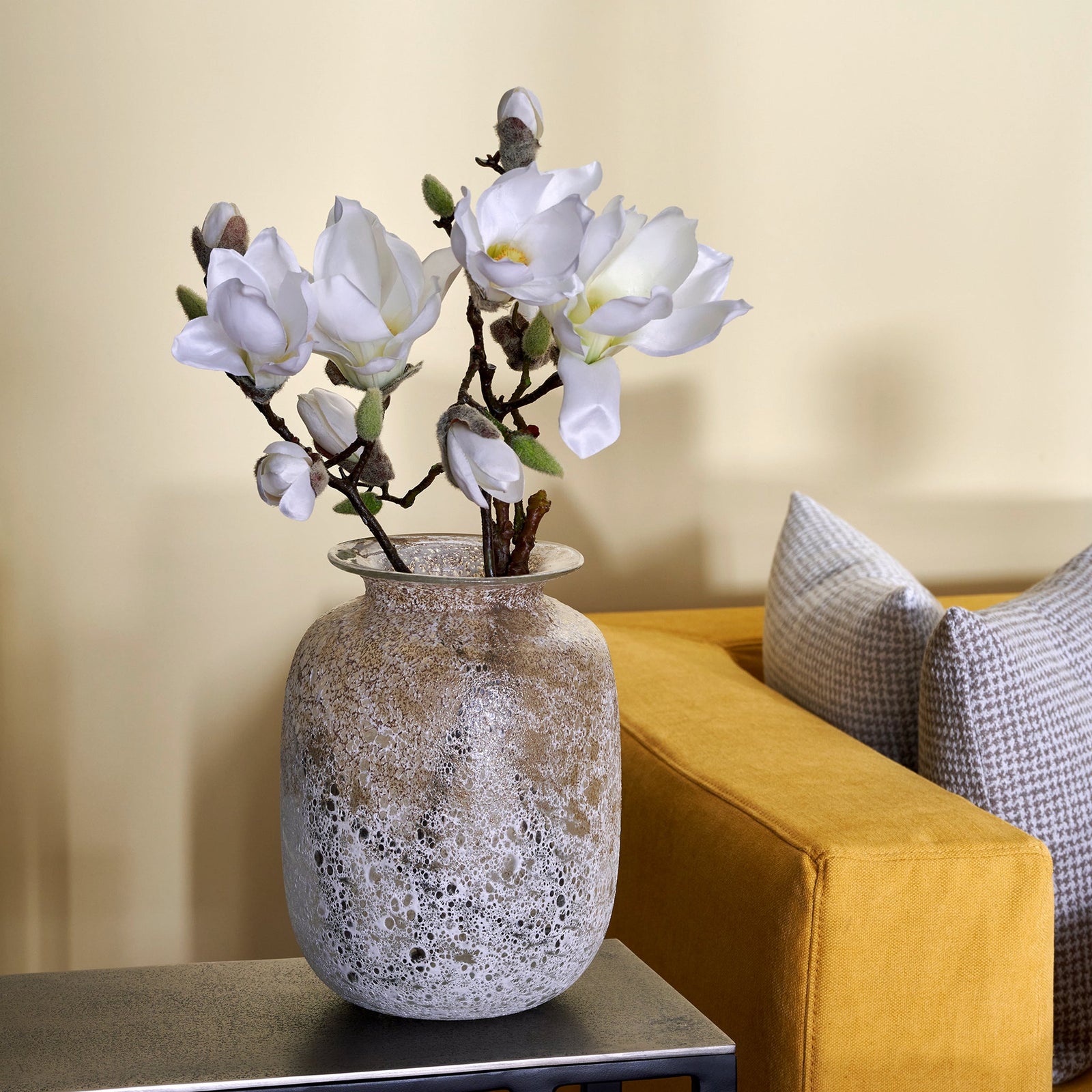 LAM - 17527 - Lambert - Paomo Vase Glas, weiß - golden Optik, H27 D21cm