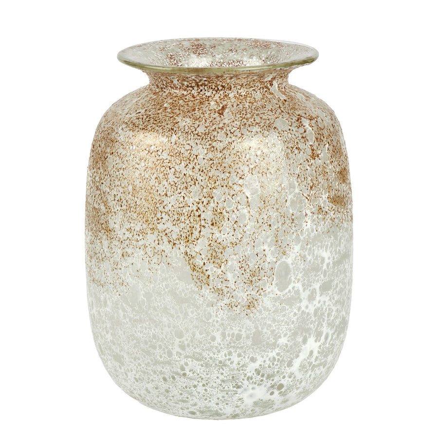 Lambert - Paomo Vase Glas, weiß - golden Optik, H27 D21cm - LAM - 17527