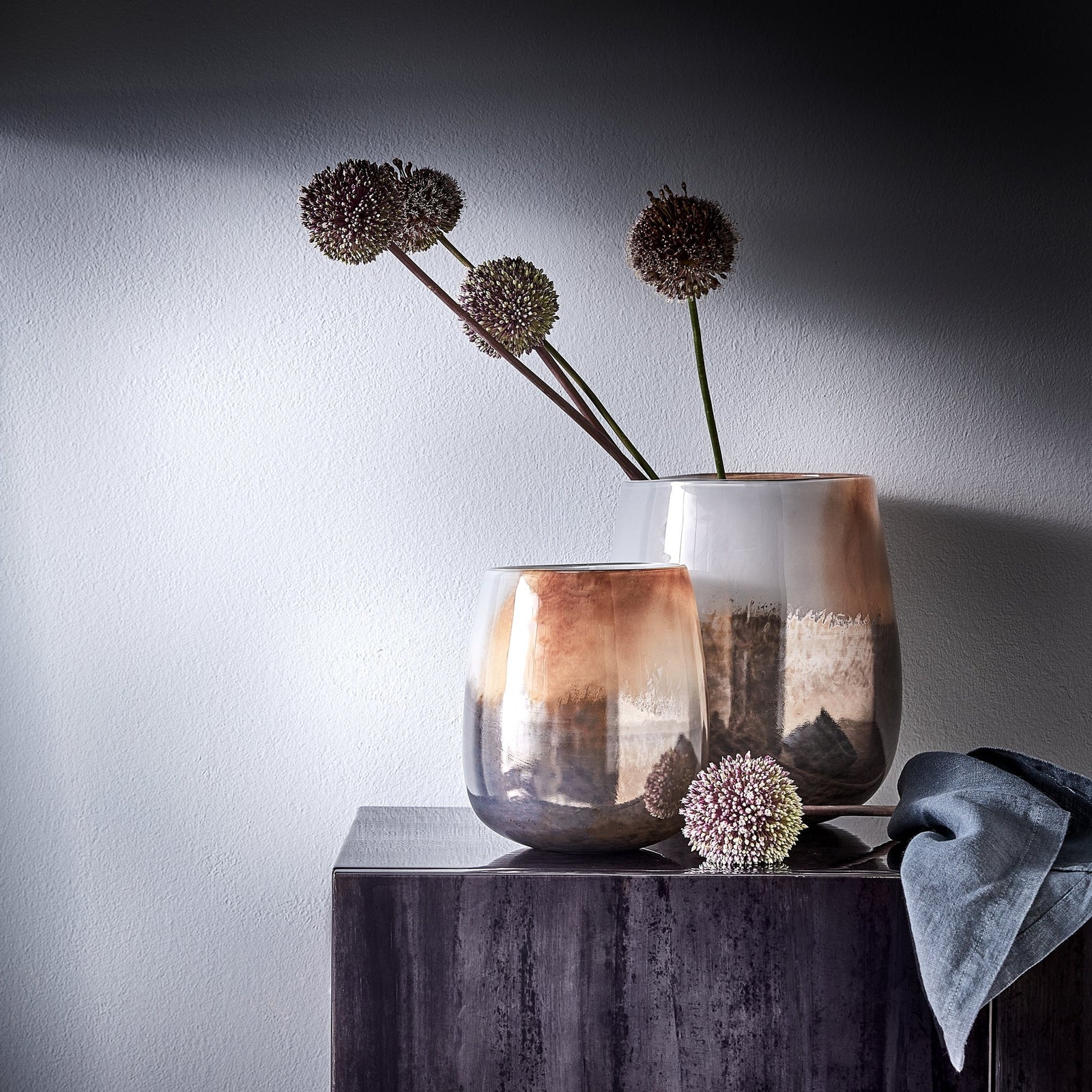 LAM - 17460 - Lambert - Quercia Glasvase multicolour stone, mundgeblasen, H18,5 D18cm (kleine Vase)