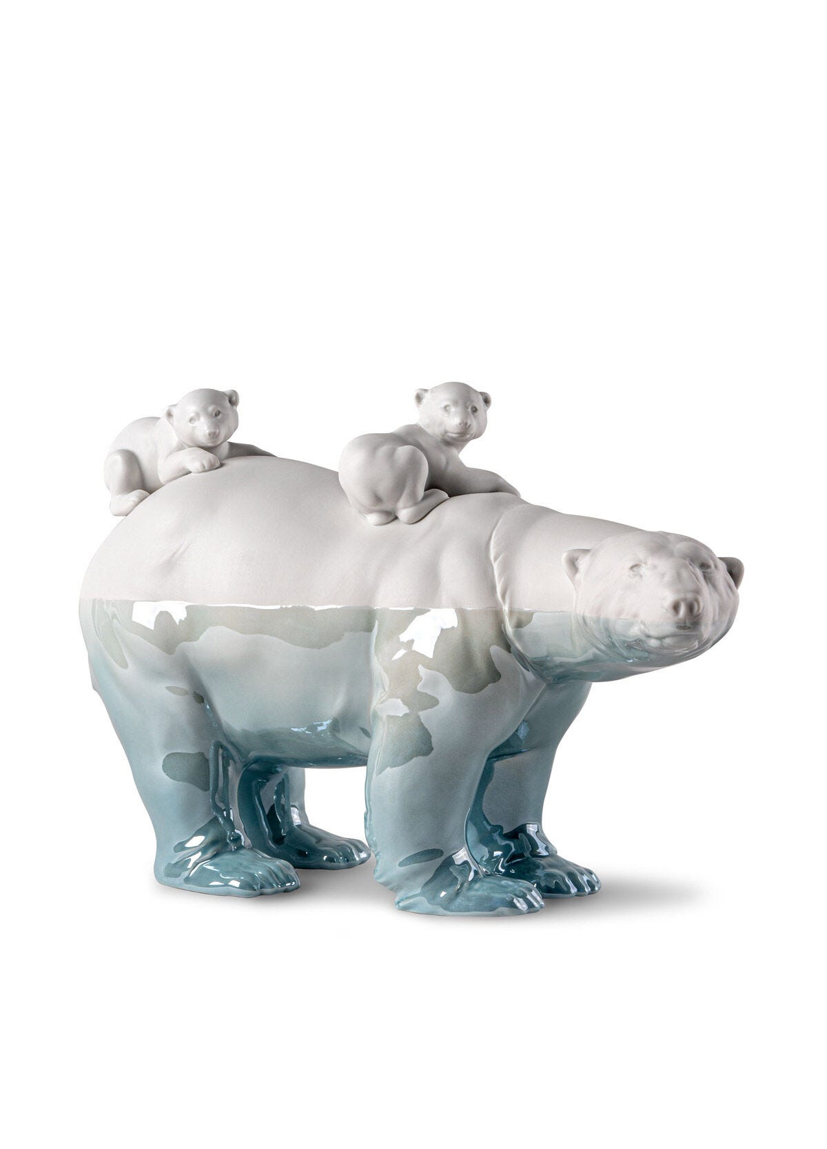010 - 09740 - LLADRO® Bärenmama und Babys - Underwater - Skulptur, 25x39cm 01009740