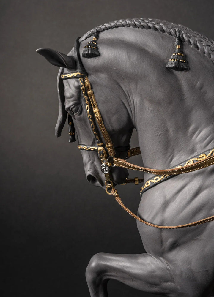 010 - 02041 - LLADRO® Spanisches Vollblut - Pferd Skulptur schwarz - limited, 44x50x20cm 01002041 - 2025