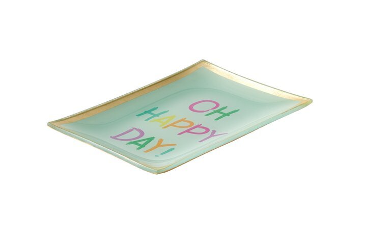 Love Plates, Glasteller M, Gift Company, "Oh happy day", Goldrand/hellgrün GICO - 1127104008