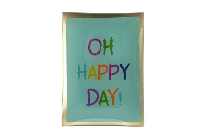 Love Plates, Glasteller M, Gift Company, "Oh happy day", Goldrand/hellgrün GICO - 1127104008