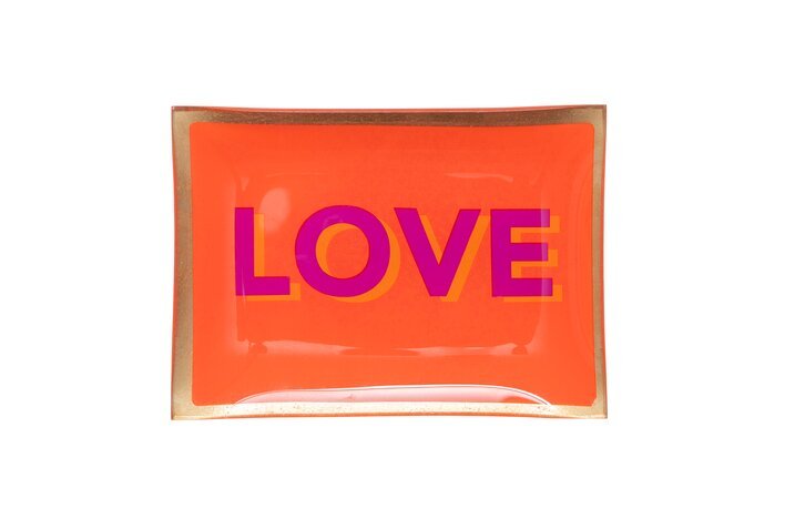 GICO - 1088204011 - Love Plates, Glasteller M, "Love", Gift Company, Goldrand orange