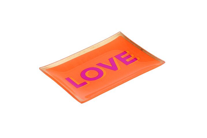 GICO - 1088204011 - Love Plates, Glasteller M, "Love", Gift Company, Goldrand orange