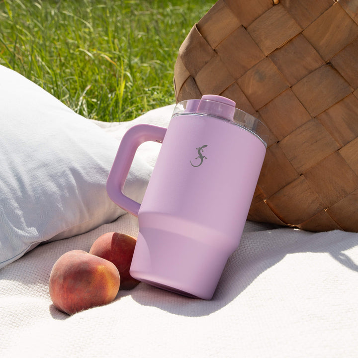 Lurch Insulation cup Big Cup Mini 0.8l with a drinking straw and powder coating, lilac
