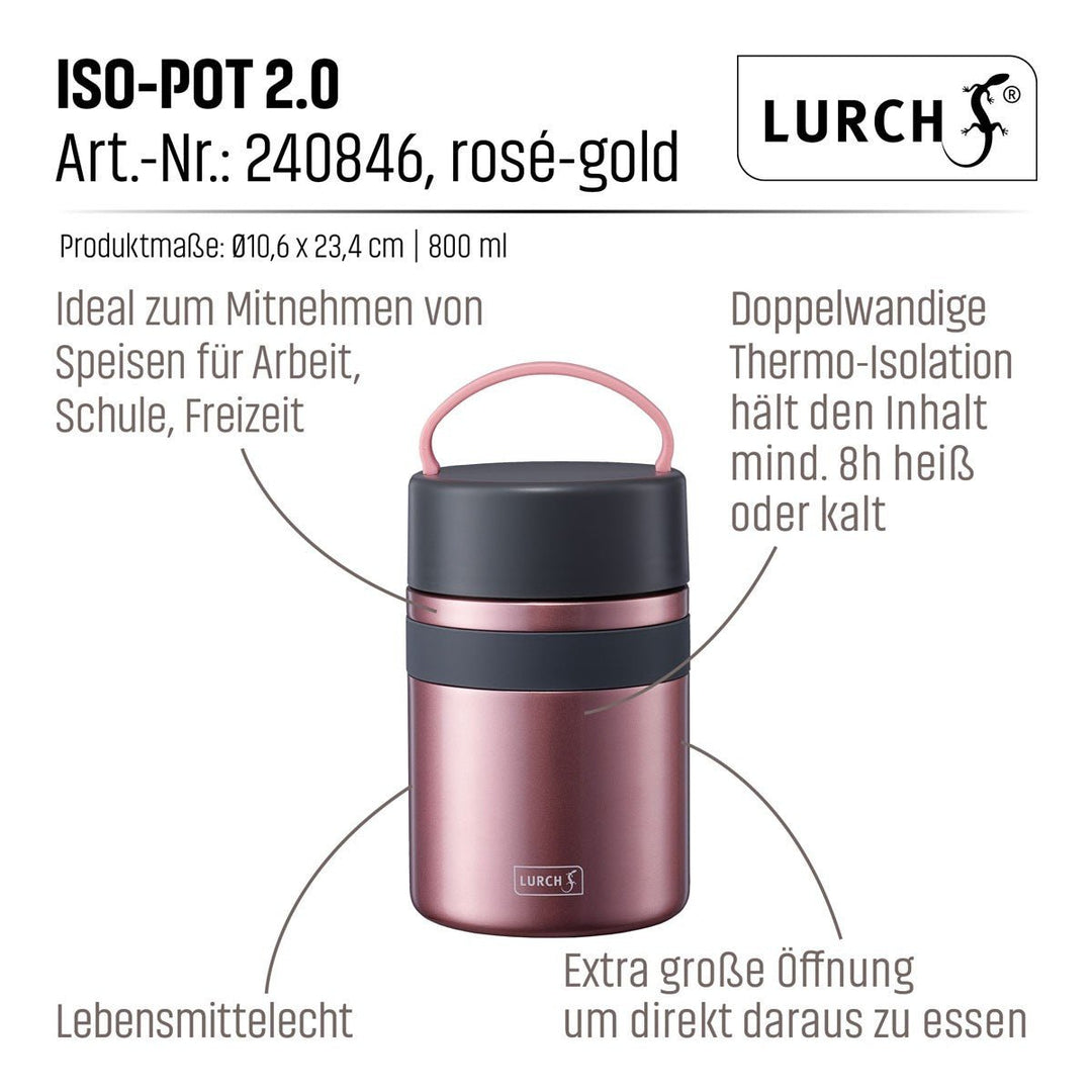 LUR - 240846 - Lurch Iso - Pot 2.0 aus doppelwandigem Edelstahl für heiße und kalte Speisen 800ml