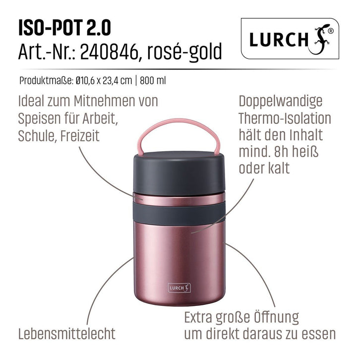 LUR - 240846 - Lurch Iso - Pot 2.0 aus doppelwandigem Edelstahl für heiße und kalte Speisen 800ml