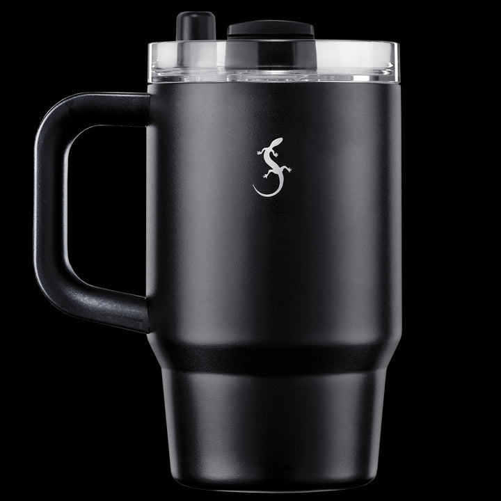 LUR - 00270977 - Lurch Isolierbecher Big Cup Mini 0,8l mit Trinkhalm und Pulverbeschichtung, Schwarz