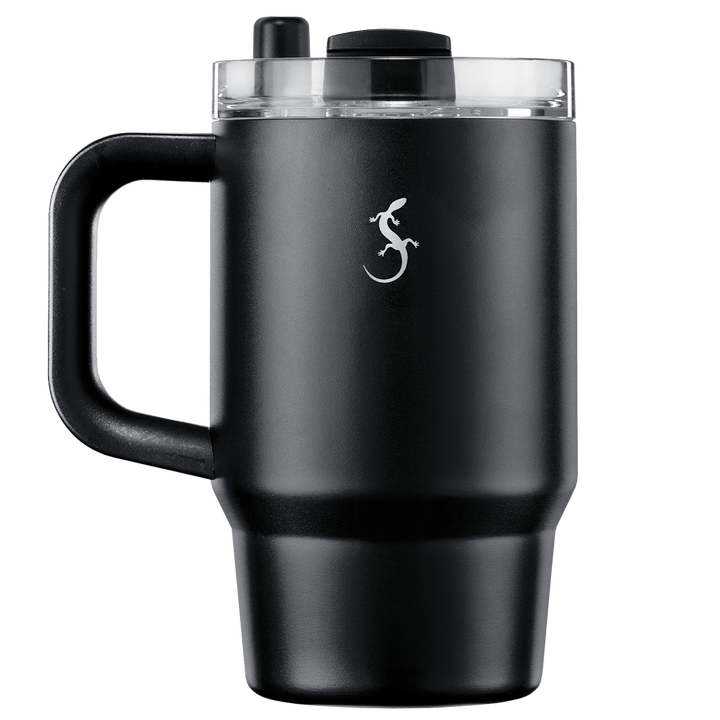 Lurch Insulating cup Big Cup Mini 0.8l with a drinking straw and powder coating, black