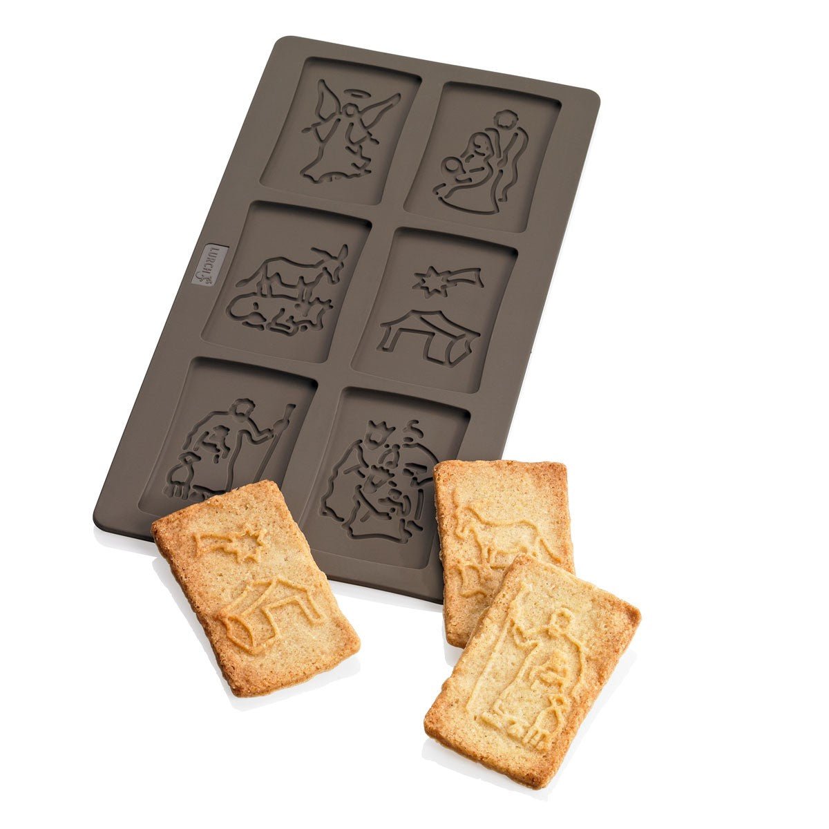 LUR - 00065019 - Lurch Spekulatius Backform mit Weihnachtsmotiven, 15x30cm FLEXI®FORM Silikon