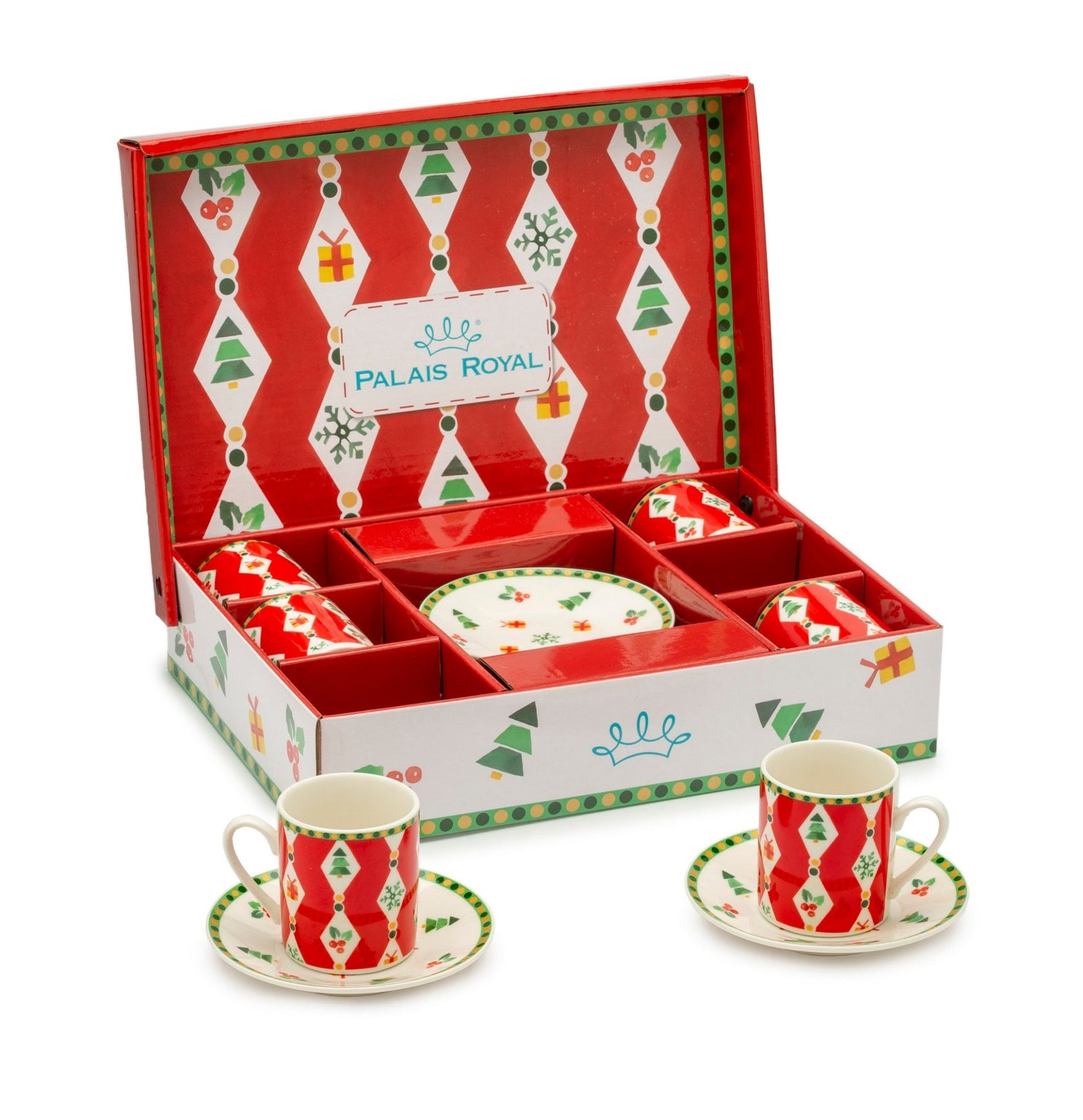 PAR - 1025018 - Palais Royal - Espresso Set, 6 Tassen, 6 Unterteller, Dekor Rot gemischt