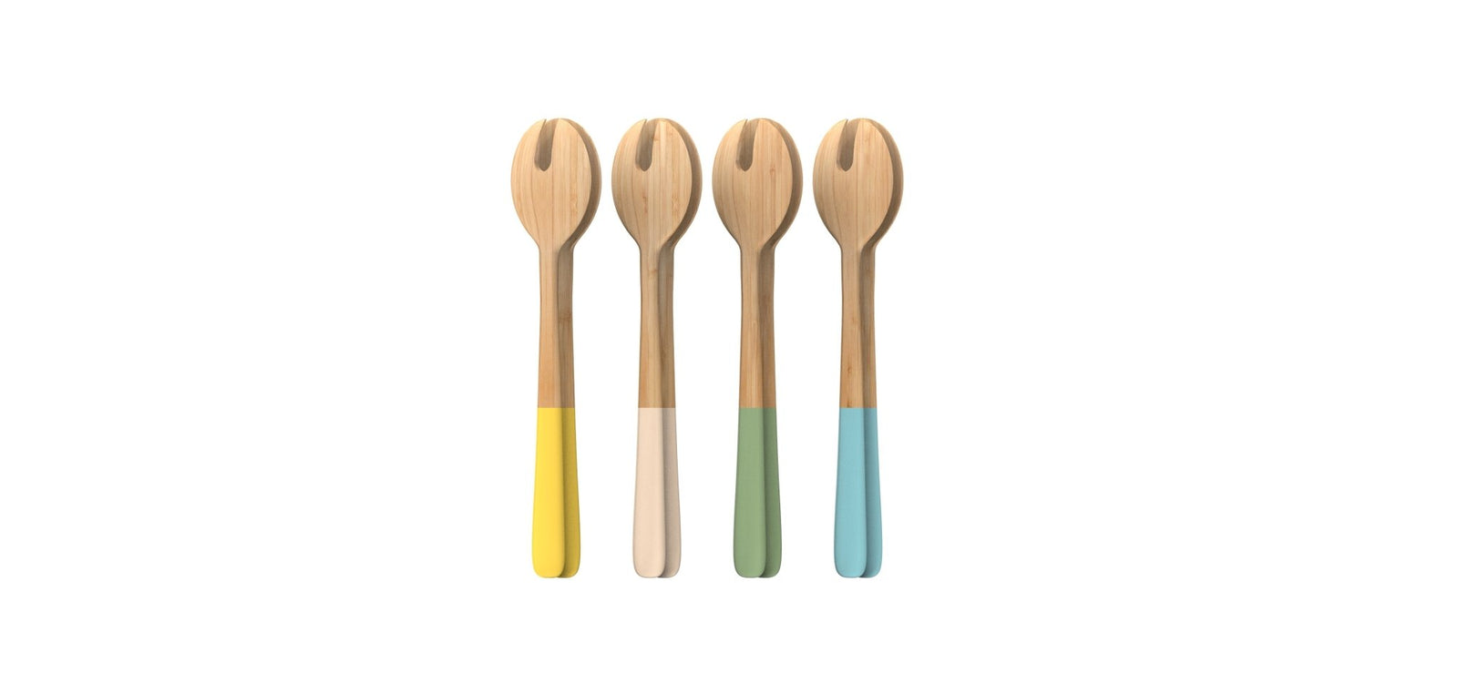 PEB - NBA175 - Grün - pebbly - farbiger Griff - Salatbesteck aus Bambus - 27cm lang