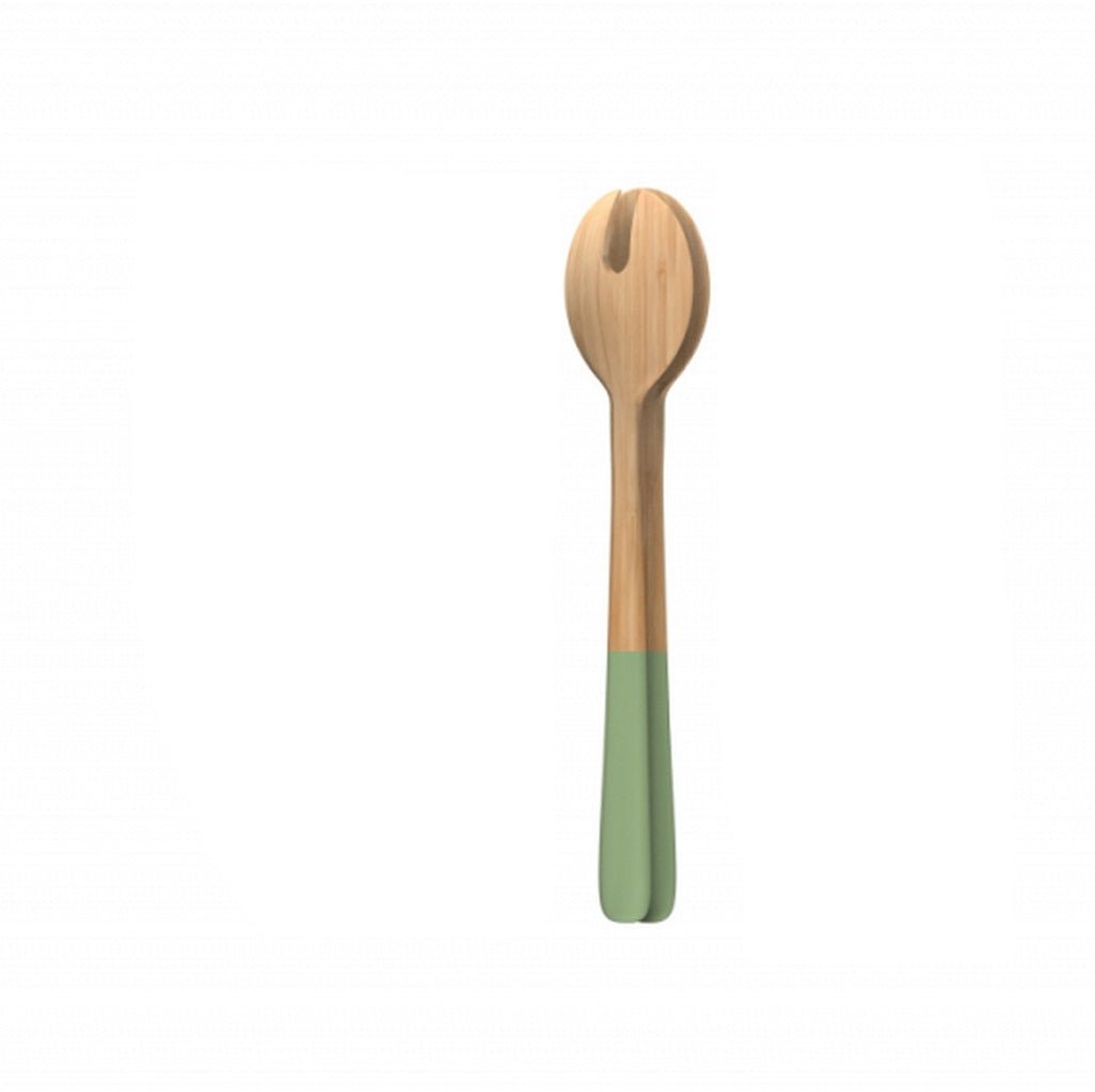 PEB - NBA175 - Grün - pebbly - farbiger Griff - Salatbesteck aus Bambus - 27cm lang