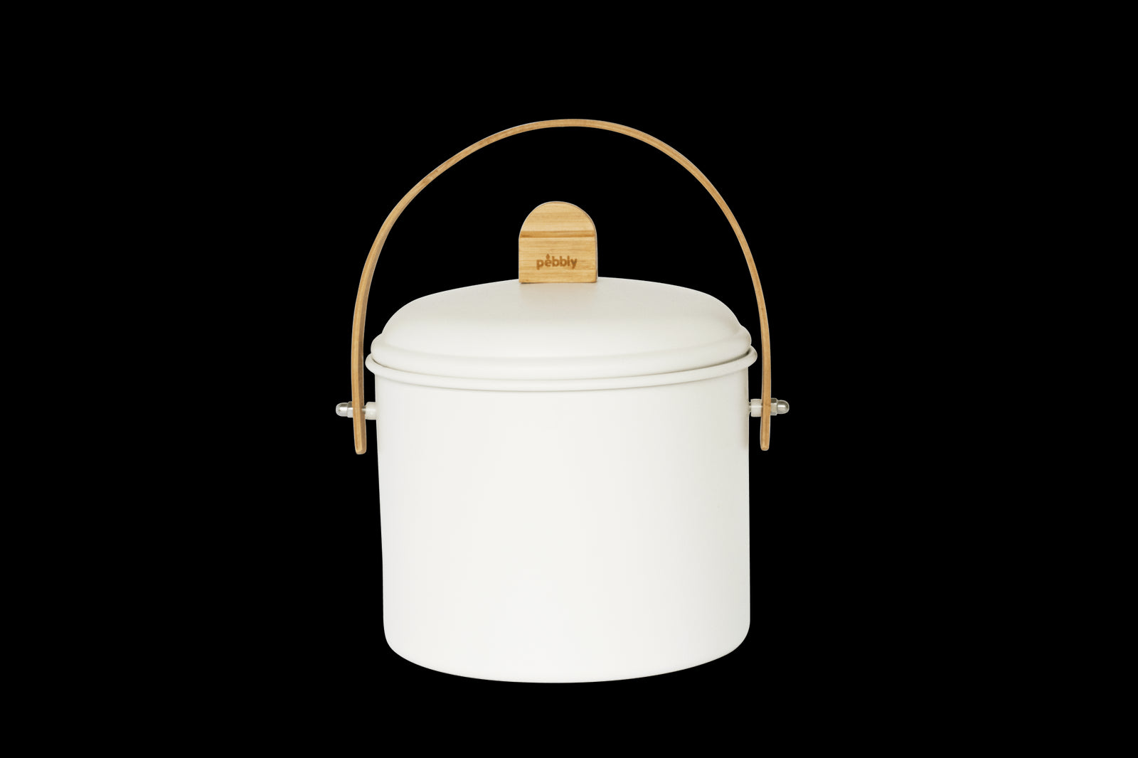 PEB - NBA202 - pebbly - Komposteimer 3,5 L Metall/Bambus mit Filter - creme