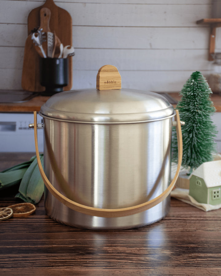 PEB - NBA233 - pebbly - Komposteimer 7 L aus rostfreiem Stahl mit Filter