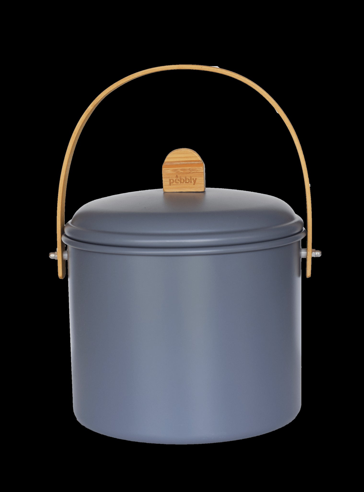 PEB - NBA196 - pebbly - Komposteimer 7 L Metall/Bambus + Aktivkohlefilter - blau - grau