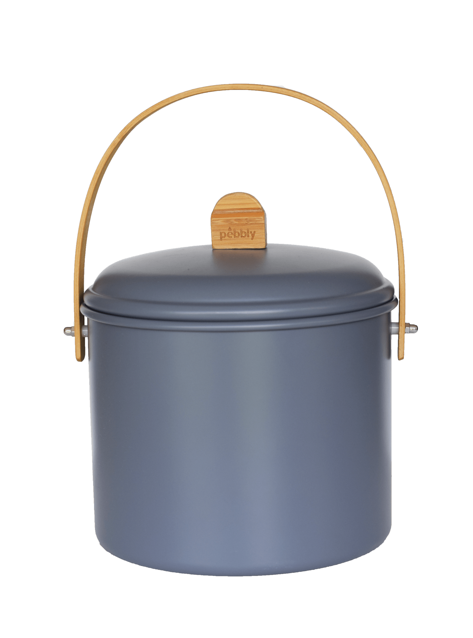 PEB - NBA196 - pebbly - Komposteimer 7 L Metall/Bambus + Aktivkohlefilter - blau - grau