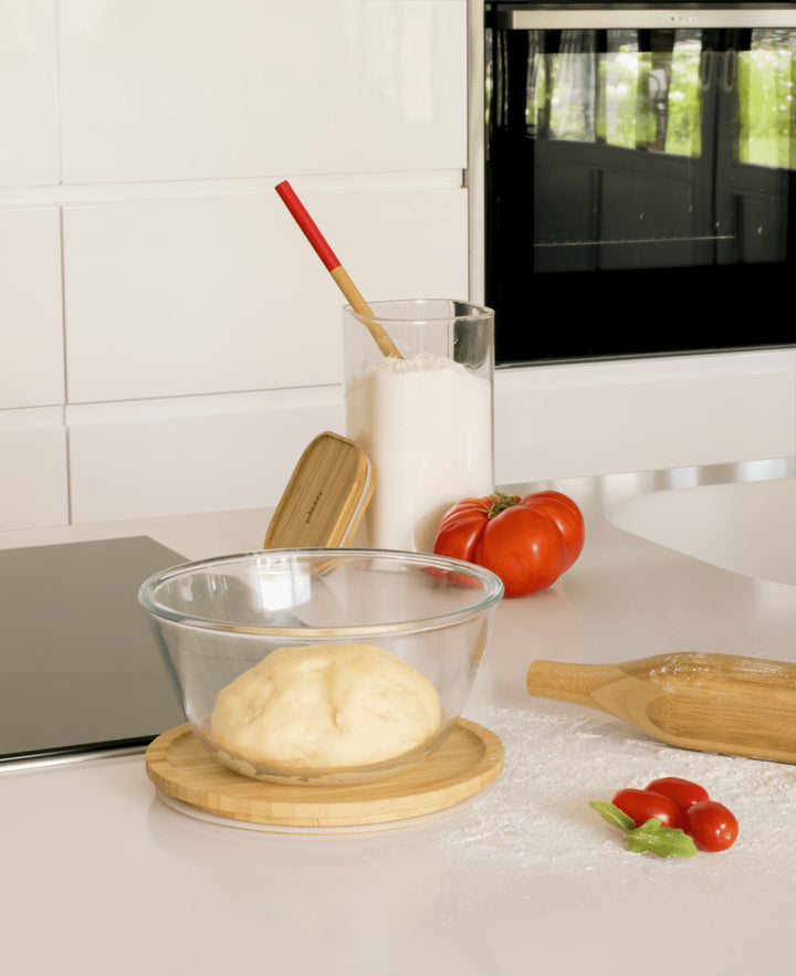 PEB - PKV - 012 - pebbly - Runde Glasschüssel mit Bambusdeckel - 1600 ml