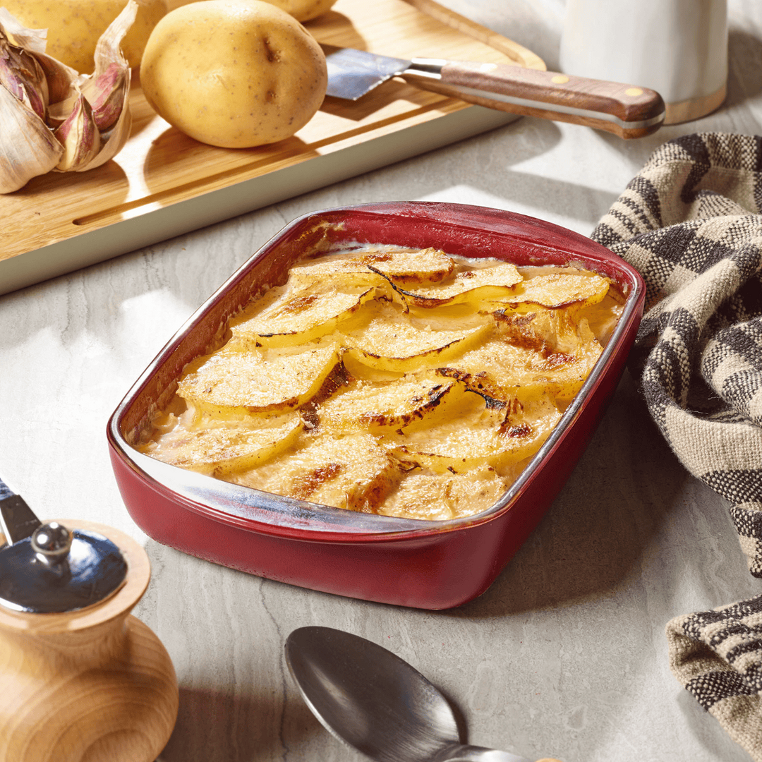 småstein - Rektangulær gryteform i glass med lokk - 0,8 liter