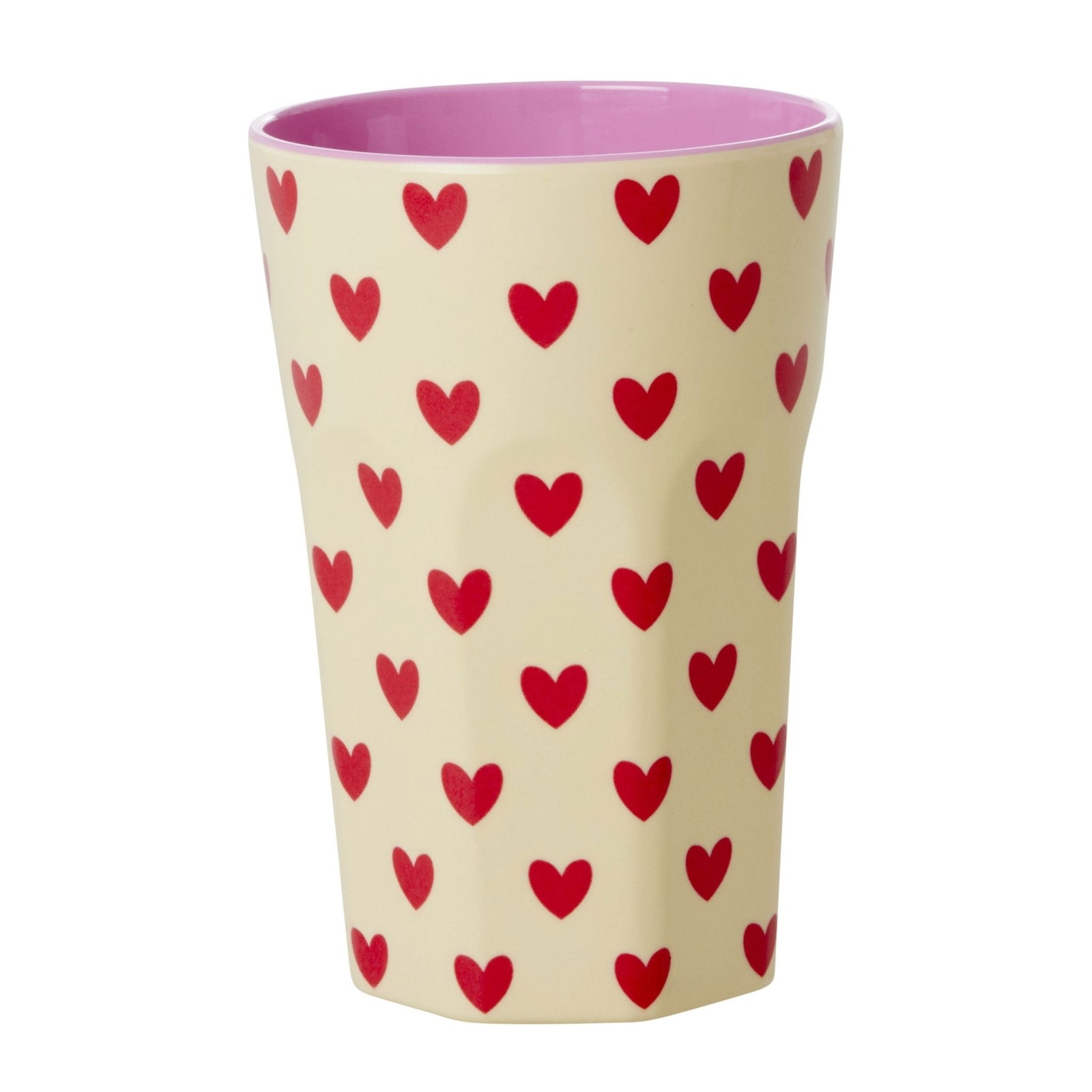 ri-MELCU-LDAHE - rice - Melamin größer Becher Crème "Darling Hearts" Print, 400ml