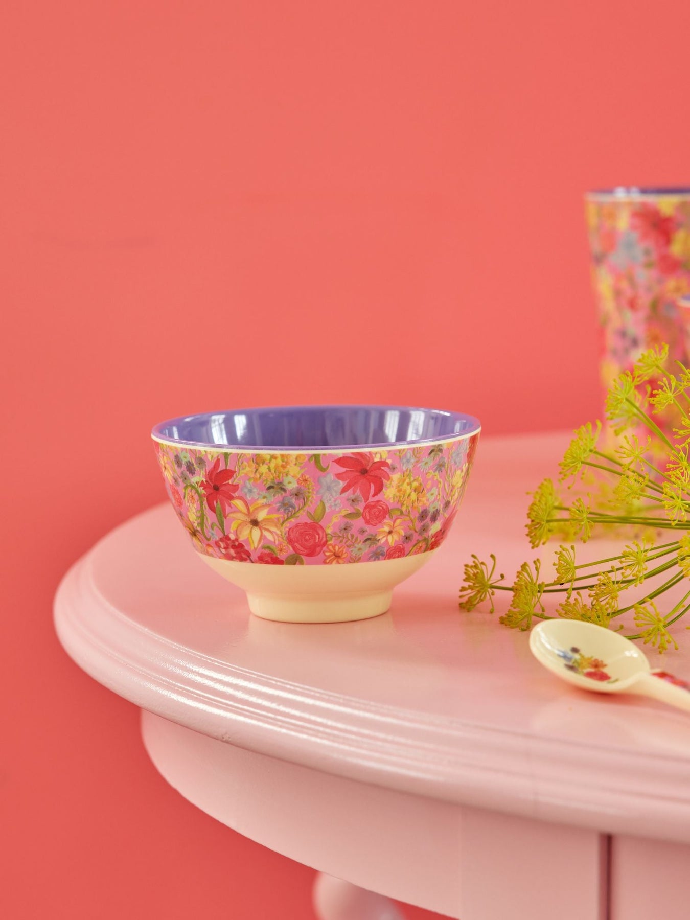 ri - MELBW - SSWEFL - rice, Melamine Bowl with Swedish Flower Print, Small, 300ml