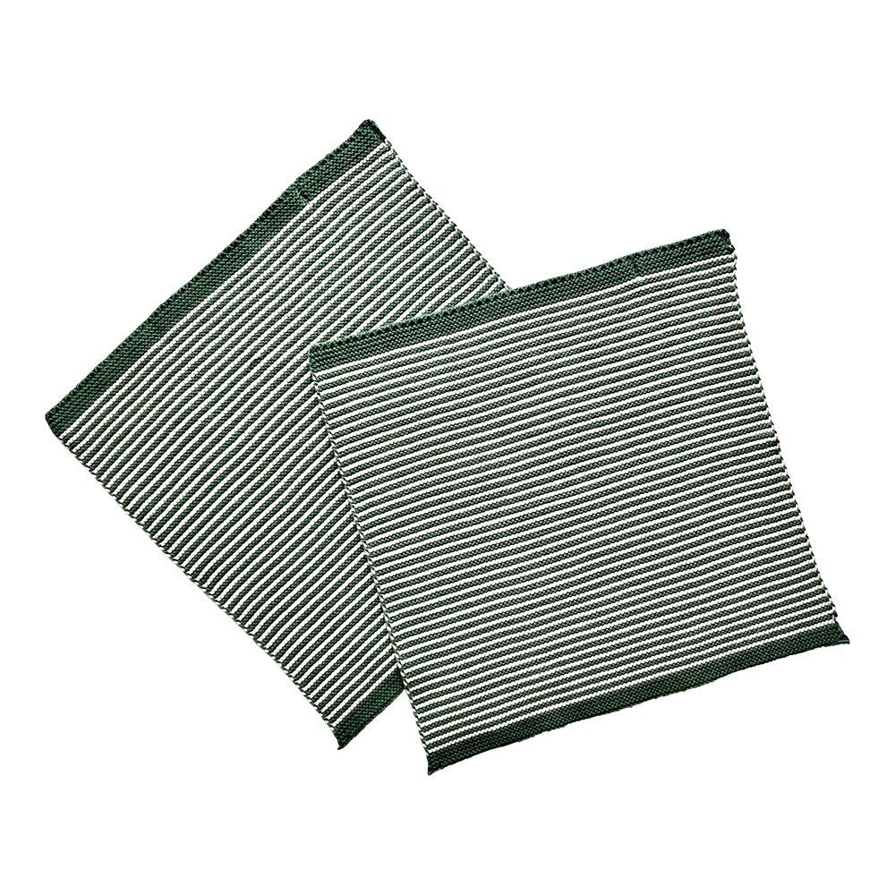 SOL - 02158 - Solwang '2 Stück gestrickte BIO Wischtücher mit Natur/Meeresgrüne Streifen BIO