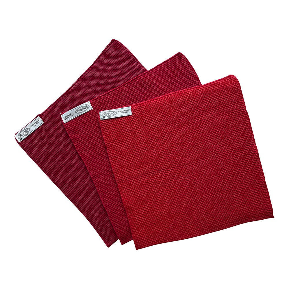 SOL - 767778 - Solwang '3 Stück gestrickte BIO Wischtücher in rot Kombi'