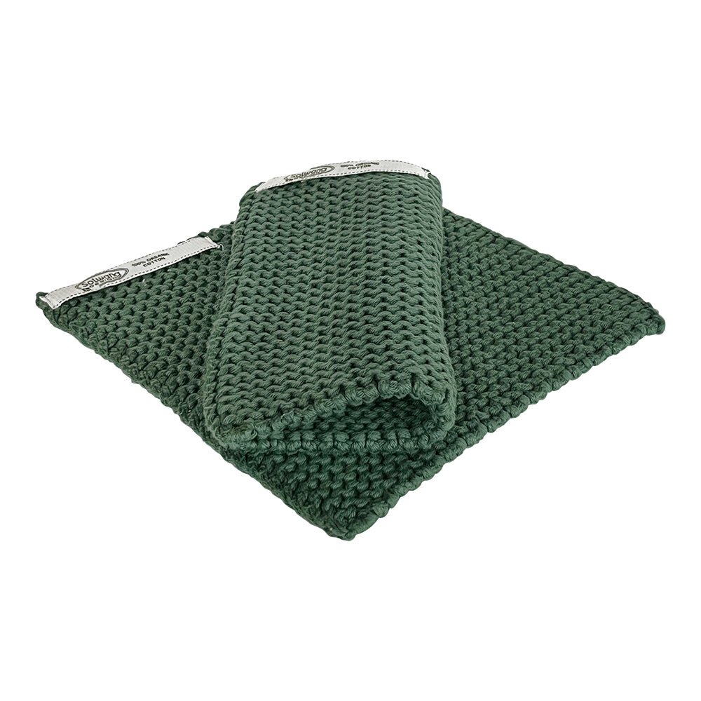 SOL-P158 - Solwang Topflappen '2 Stück gestrickte Topflappen in Meeresgrün