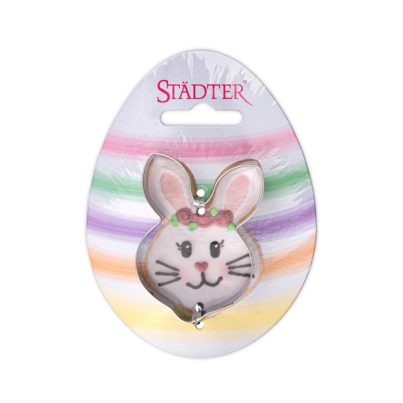 STA - 080059 - Städter, Ausstecher Hasengesicht auf Karte, Edelstahl 6,5cm