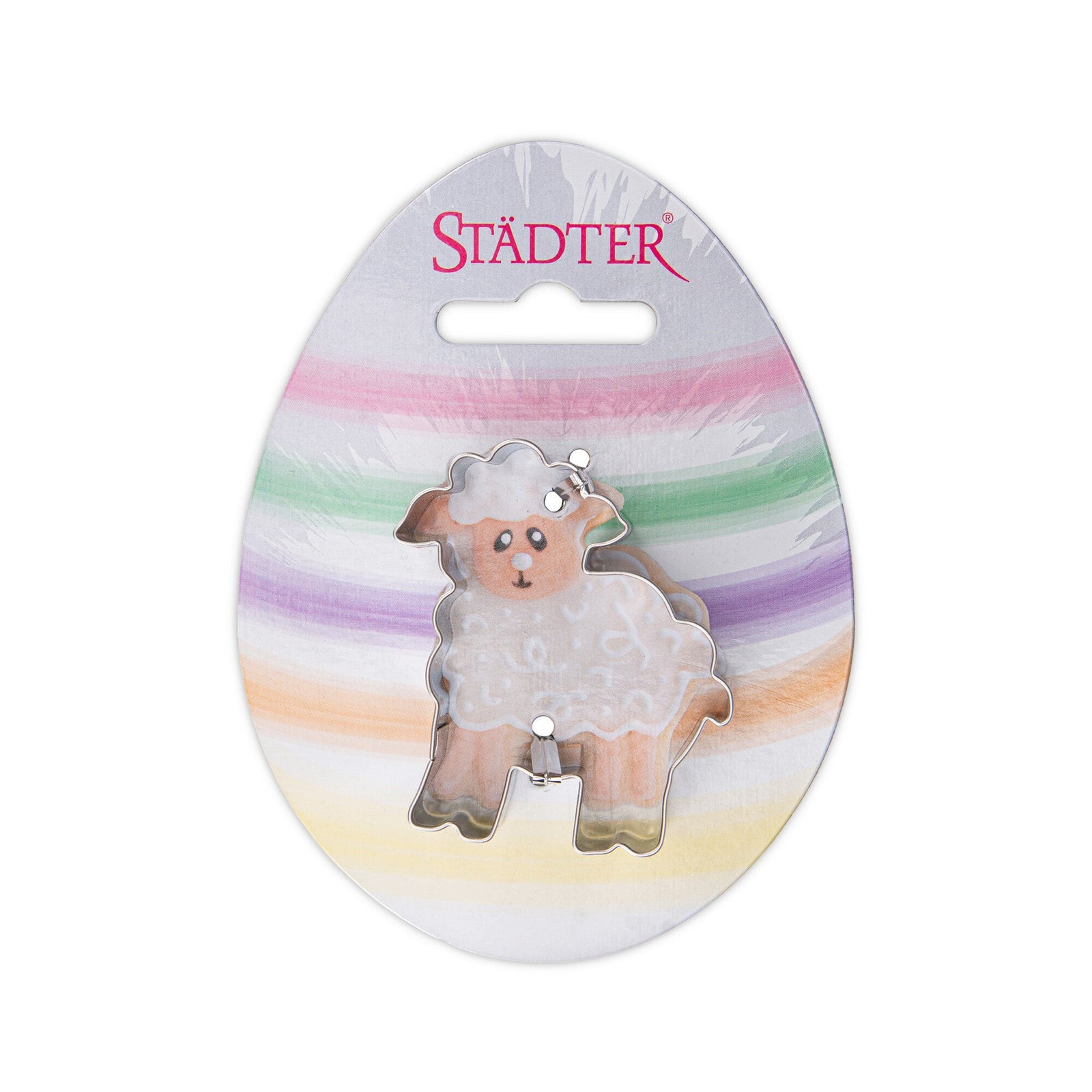 STA - 111098 - Städter, Ausstecher Lämmchen auf Karte, Edelstahl, 6,0cm