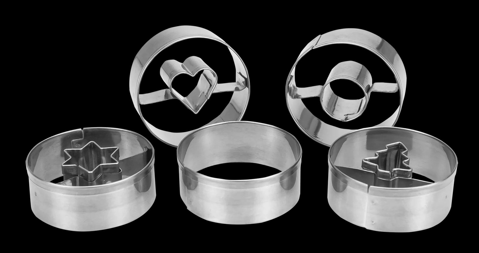 ST - 954199 - Städter, Linzer - Ausstecher Spitzbub glatt, 5 - tlg. Set, D4cm / H1,5cm