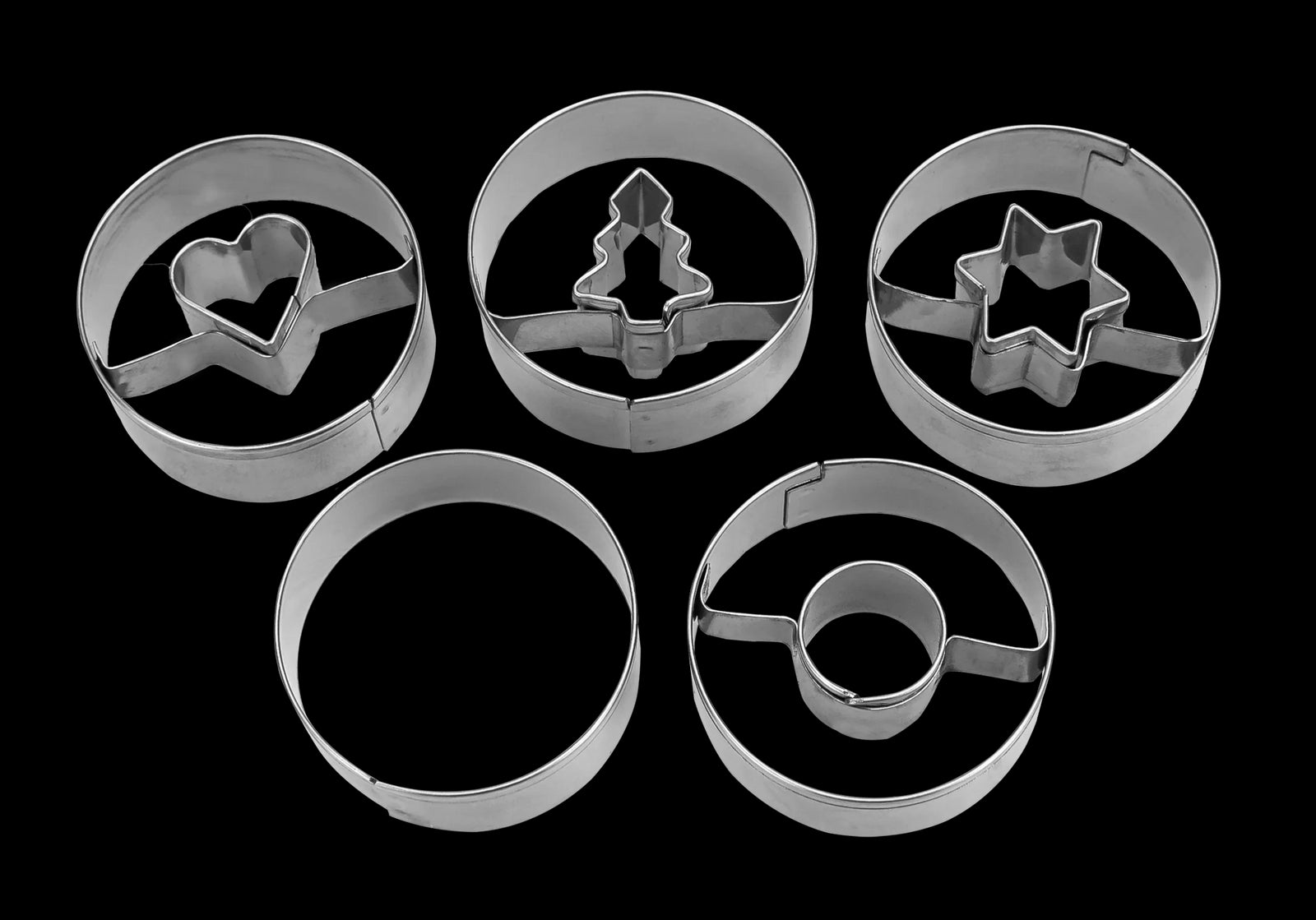 ST - 954199 - Städter, Linzer - Ausstecher Spitzbub glatt, 5 - tlg. Set, D4cm / H1,5cm