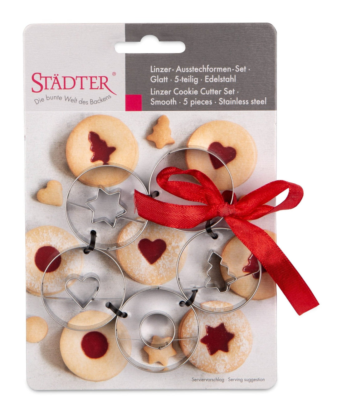 STA-954199 - Städter 'Linzer - Ausstecher Spitzbub glatt Set, 5 - teilig Edelstahl, D4,0cm / H1,5cm'