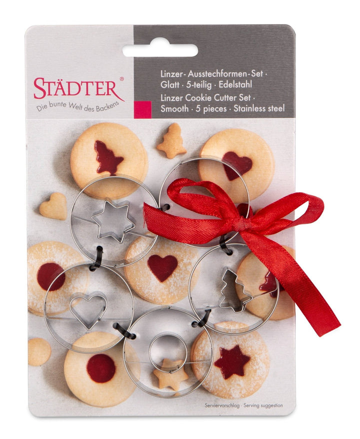 STA-954199 - Städter 'Linzer - Ausstecher Spitzbub glatt Set, 5 - teilig Edelstahl, D4,0cm / H1,5cm'