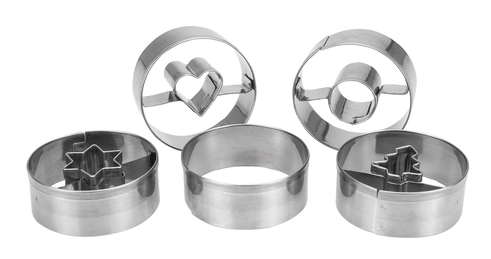 STA-954199 - Städter 'Linzer - Ausstecher Spitzbub glatt Set, 5 - teilig Edelstahl, D4,0cm / H1,5cm'