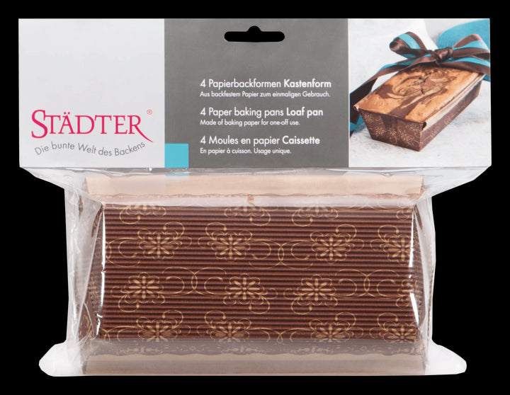 ST - 903807 - Städter, Papier - Backform Kastenform 4 Stück, Farbe braun, 18 x 9cm / H3,5cm