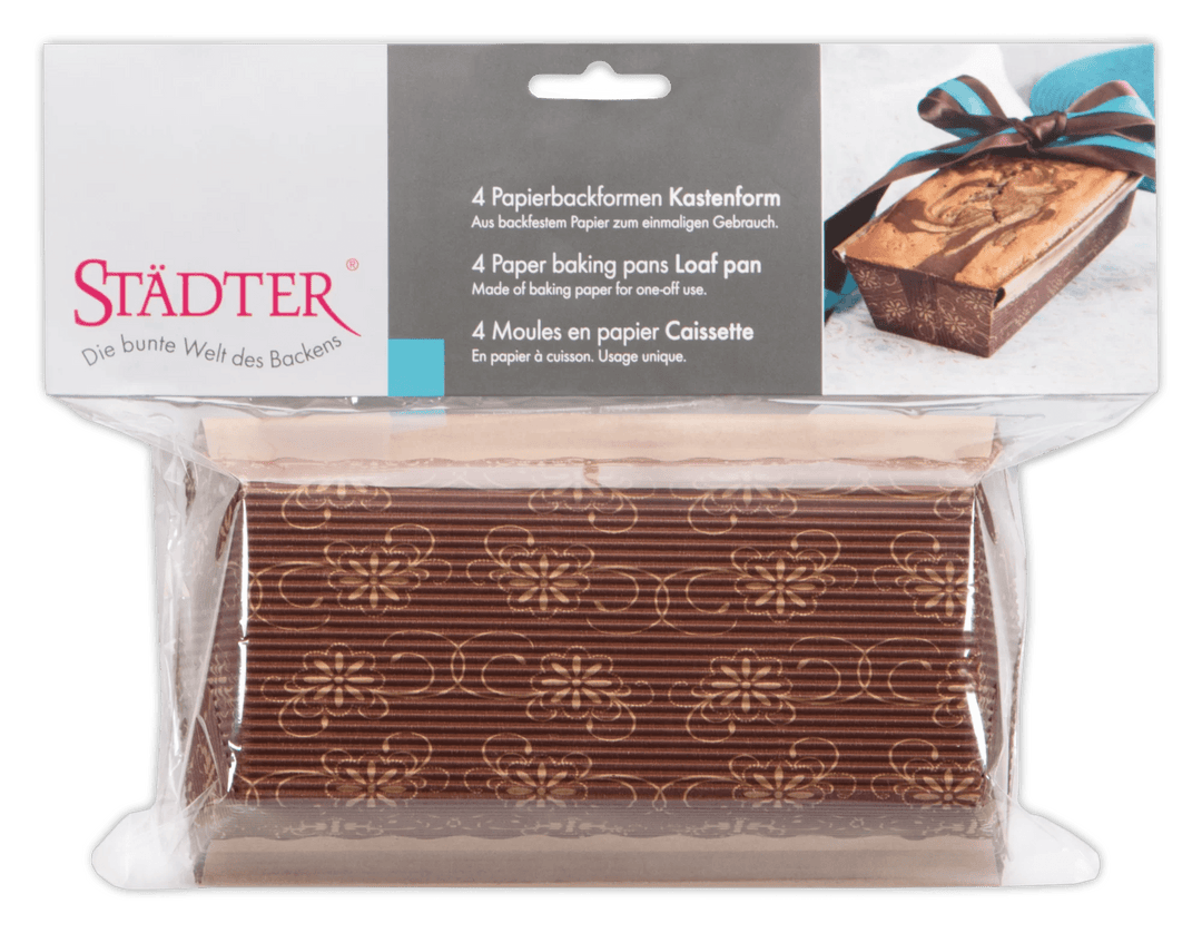 ST - 903807 - Städter, Papier - Backform Kastenform 4 Stück, Farbe braun, 18 x 9cm / H3,5cm
