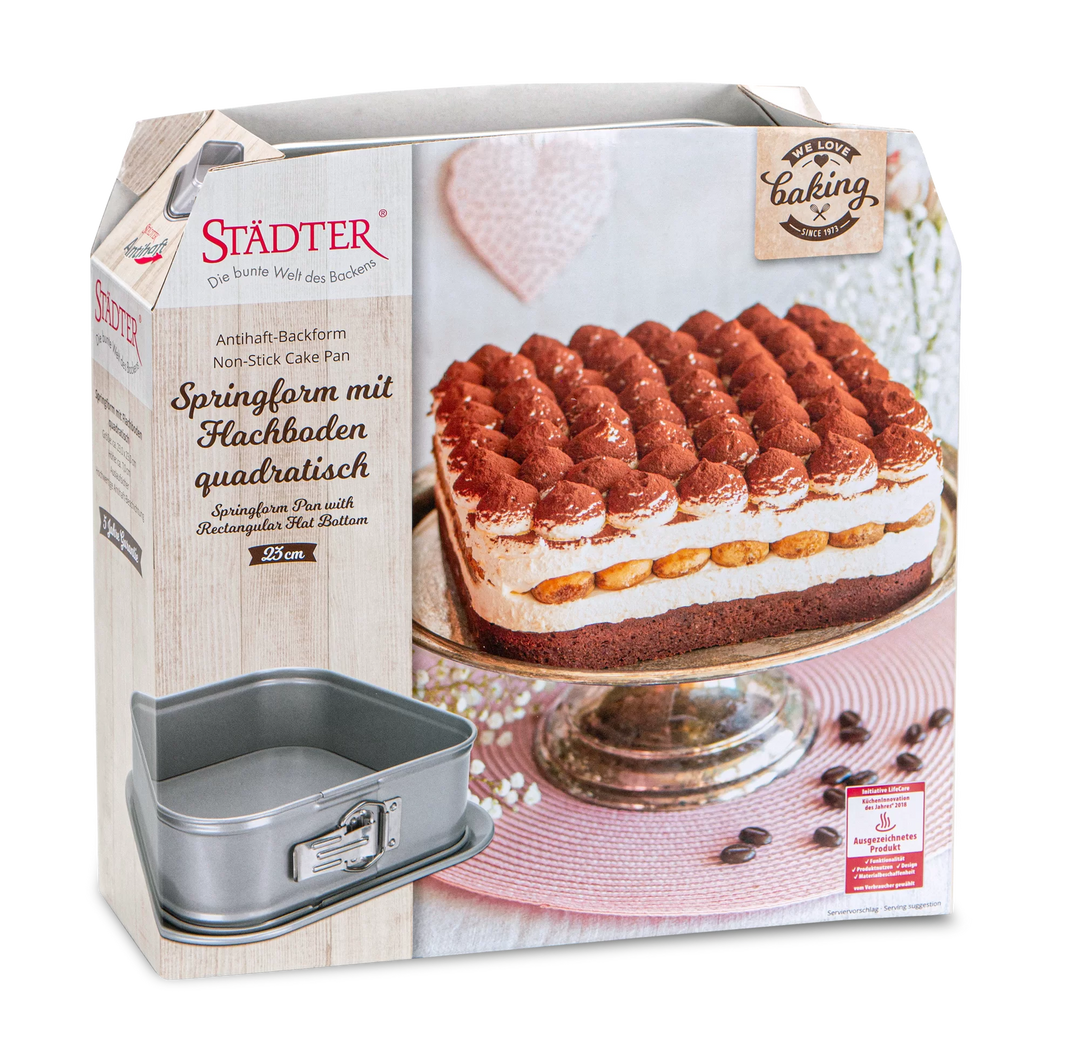 STA-661400 - Städter, Neliönmuotoinen irtopohjavuoka, "We Love Baking", 23 x 23 cm / K 7 cm