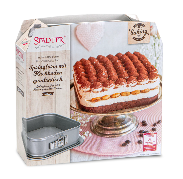 STA-661400 - Städter, Neliönmuotoinen irtopohjavuoka, "We Love Baking", 23 x 23 cm / K 7 cm