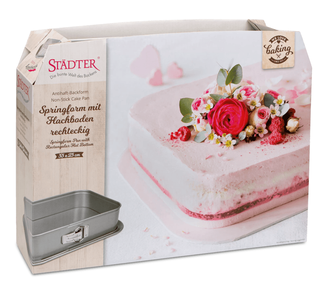 STA-661417 - Städter, Teglia rettangolare a cerniera, "We Love Baking", metallo argento, 33x23 cm/H7 cm, 4700 ml