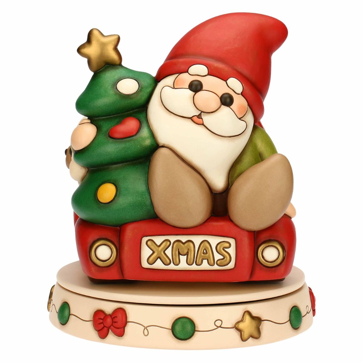 S3424A82 - Thun 'Glockenspiel Zwerg Oliver und Teddy mit Minivan, Keramik,, maxi'